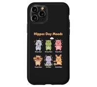 Carcasa para iPhone 11 Pro Cute Hippo Day Moods - Divertido diseño de emociones de hipopótamo