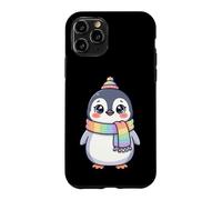 Carcasa para iPhone 11 Pro Cute Kawaii Penguin Rainbow Beanie Scarf Winter