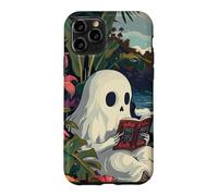 Carcasa para iPhone 11 Pro Cute Spooky Ghost Reading Book Summer Tropical Beach Reader