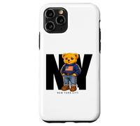 Carcasa para iPhone 11 Pro Cute Teddy Bear USA Flag, New York Style Bear Illustration