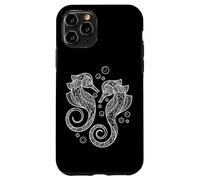 Carcasa para iPhone 11 Pro Cute Womens Girls Two Mandala Pattern Seahorse Lover