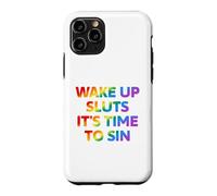 Carcasa para iPhone 11 Pro Despierta es Hora de pecar Texto Divertido del Arco Iris