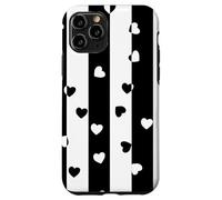 Carcasa para iPhone 11 Pro Día de San Valentín Negro Blanco Rayas Verticales corazón Minimalista