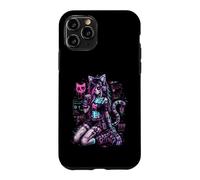 Carcasa para iPhone 11 Pro Diseño de Anime Cyber Goth Girl Skeleton Glitch al Estilo Y2K
