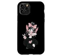 Carcasa para iPhone 11 Pro Diseño de Gafas Rosas con diseño de gatita Kawaii, guiñando un Ojo de la Paz