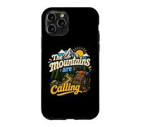 Carcasa para iPhone 11 Pro Divertida Mochila de Senderismo The Mountains Are Calling Pines Trees