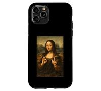 Carcasa para iPhone 11 Pro Divertida Obra Maestra de Parodia artística de Mona Lisa Ok Peace Sign