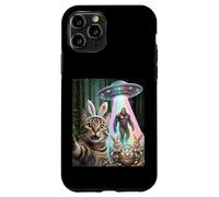 Carcasa para iPhone 11 Pro Divertida Selfie de Gato con Conejo de Pascua Bigfoot OVNI para Hombres y Mujeres