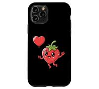 Carcasa para iPhone 11 Pro Divertido corazón de Fresa para el día de San Valentín Kawaii Fruit Lover