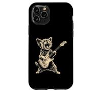 Carcasa para iPhone 11 Pro Divertido Perro Yorkie Tocando Guitarra Rock Lindo Yorkshire Terrier