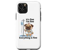 Carcasa para iPhone 11 Pro Divertido Pug Enfermera Humor Estresado RN Cita Amante de los Perros