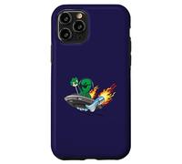 Carcasa para iPhone 11 Pro Divertido UFO UAP Alien Hotrod Platillo Volador Diseño de Dibujos Animados