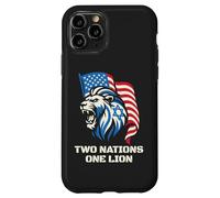 Carcasa para iPhone 11 Pro Dos Naciones Un León - Diseño Patriótico de Estados Unidos Israel