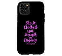 Carcasa para iPhone 11 Pro Ella está Vestida con Fuerza dignidad versículo bíblico