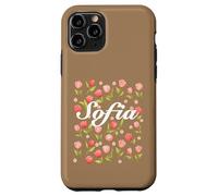 Carcasa para iPhone 11 Pro Escritura Cursiva Blanca Nombre Personalizado Flor de Primavera Sofía