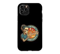 Carcasa para iPhone 11 Pro Esqueleto Despierto Amante del café Vintage Mañana