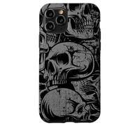 Carcasa para iPhone 11 Pro Estilo 90s Gris Negro Cráneos Tatuaje Tradicional Americano