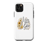 Carcasa para iPhone 11 Pro Every Breath Is Grace Boho Floral Pulmones Girasoles de otoño