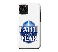 Carcasa para iPhone 11 Pro Faith Over Fear Phil 4:13 Cruz Cristiana versículo bíblico