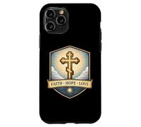 Carcasa para iPhone 11 Pro Fe Esperanza Amor Cristiano Ortodoxo Floral Jesucristo Dios