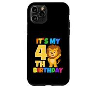 Carcasa para iPhone 11 Pro Fiesta temática de Safari de león de 4º cumpleaños con Texto en inglés It's My 4th Birthday