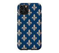 Carcasa para iPhone 11 Pro Flor de lis, símbolo Real francés, Beige sobre Azul Marino