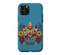 Carcasa para iPhone 11 Pro Floral Boho Plumas Motivos Folk Ornamental Tribal Western