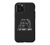 Carcasa para iPhone 11 Pro Funny I do What I Want Cat Flipping The Bird Offensive