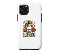 Carcasa para iPhone 11 Pro Funny Will Lift For Snacks Sarcástico Fitness Entrenamiento Citas