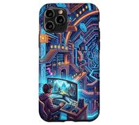 Carcasa para iPhone 11 Pro Futurista Cyberpunk PC Gamer y Retro Pixel Art RPG Fantasía