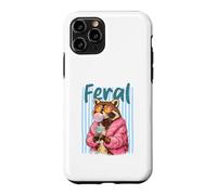 Carcasa para iPhone 11 Pro Gafas de Sol Feral Raccoon Pink Coat Martini Bubblegum