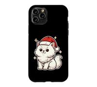 Carcasa para iPhone 11 Pro Gato Blanco Invierno con Sombrero de Papá Noel