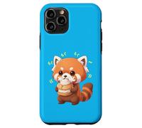 Carcasa para iPhone 11 Pro Gato de bambú Panda Rojo Kawaii Munching Happily