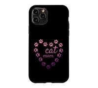 Carcasa para iPhone 11 Pro Gato Mamá Corazón Huellas Estéticas Lindas Patas Rosa