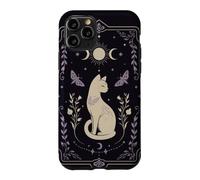 Carcasa para iPhone 11 Pro Gato místico Celestial Luna Polilla Botánica Arte Oculto