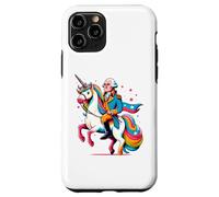 Carcasa para iPhone 11 Pro George Washington Riding A Unicorn Rainbow Colorido Gráfico