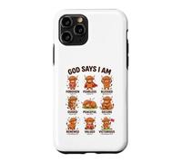 Carcasa para iPhone 11 Pro God Says I Am Bible Verse Christian Faith Highland Cow
