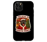 Carcasa para iPhone 11 Pro Gorro de Navidad con Texto en inglés I Believe In Santa Paws Cane Corso Dog Mom Dad