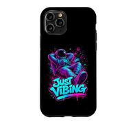 Carcasa para iPhone 11 Pro Gráfico de Astronauta Morado y Verde Azulado Just Vibing para Hombre