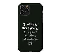 Carcasa para iPhone 11 Pro Gráfico de Marido sarcástico con Cita Divertida de la adicción al Gato de la Esposa