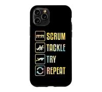 Carcasa para iPhone 11 Pro Gráfico Simple de Rugby Scrum Tackle Try Repeat