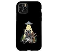 Carcasa para iPhone 11 Pro Guitarra de Mapache y pie Grande bajo alienígena UFO Beam Rock On