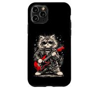 Carcasa para iPhone 11 Pro Guitarrista eléctrico Cat Metal Music Rocker