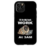 Carcasa para iPhone 11 Pro Haré mi Mejor Trabajo a Las 3 de la mañana, Divertido portátil Night Owl Black Cat
