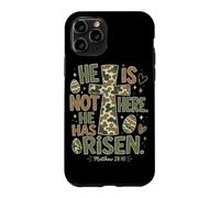 Carcasa para iPhone 11 Pro He Has Risen Matthew 28:6 Cruz Cristiana de Camuflaje de Huevo de Pascua