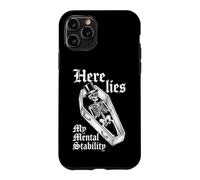 Carcasa para iPhone 11 Pro Here Lies My Mental Stability - Esqueleto de Actitud Divertida