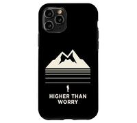 Carcasa para iPhone 11 Pro Higher Than Worry montaña Silueta senderista