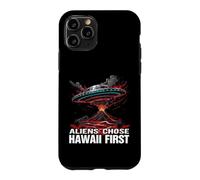 Carcasa para iPhone 11 Pro Humor OVNI sobre Volcano Island