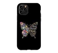 Carcasa para iPhone 11 Pro I Can Do All Things Through Christ Floral Butterfly Faith