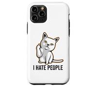 Carcasa para iPhone 11 Pro I Hate People Sign,Funny Cat Giving The Finger Flipping Off